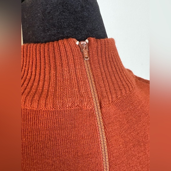 Vintage wool blend rust sleeveless mock neck turtleneck preppy zip back M/L EUC - Picture 6 of 9
